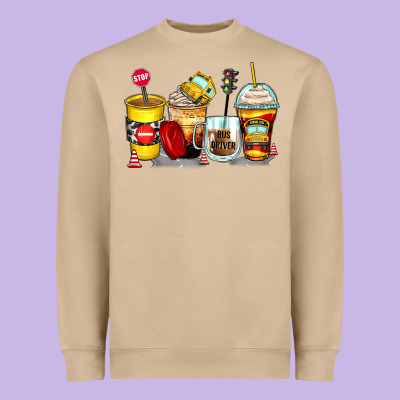 Bus Driver Coffee Cups Heavyweight Sweatshirt Designed By Zillion Design Studio