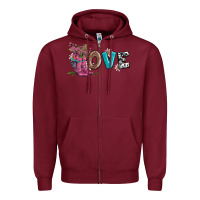 Burgundy valentines day love and boots Zipper Hoodie - AdoDesignShop