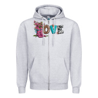Heather Grey valentines day love and boots Zipper Hoodie - AdoDesignShop