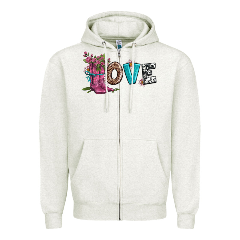 Valentines Day Love And Boots Zipper Hoodie by AdoDesignShop | Teevron