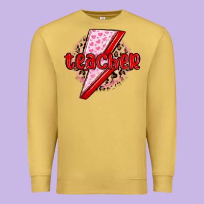 Teacher Lightning Bolt Valentines Day Premium Sweatshirt Designed By Maliassmallbusiness