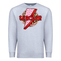 Heather Grey teacher lightning bolt valentines day Premium Sweatshirt - MaliasSmallBusiness