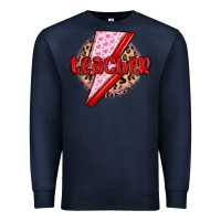 Navy teacher lightning bolt valentines day Premium Sweatshirt - MaliasSmallBusiness