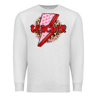 Oatmeal Heather teacher lightning bolt valentines day Premium Sweatshirt - MaliasSmallBusiness