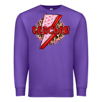 Purple teacher lightning bolt valentines day Premium Sweatshirt - MaliasSmallBusiness