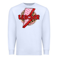 White teacher lightning bolt valentines day Premium Sweatshirt - MaliasSmallBusiness