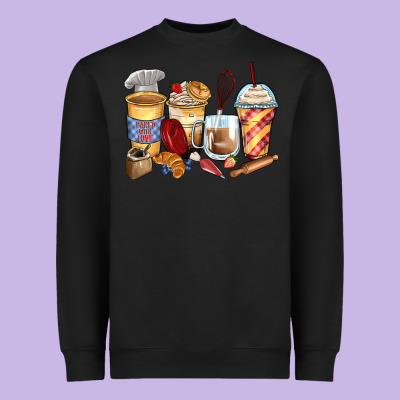 Bakery Coffee Cups Heavyweight Sweatshirt Designed By Zillion Design Studio