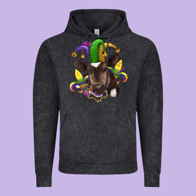 Mardi Gras Baby Cow Vintage Hoodie Designed By Ranaportraitstore