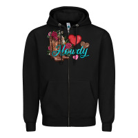 Black valentines day howdy and boots Zipper Hoodie - AdoDesignShop