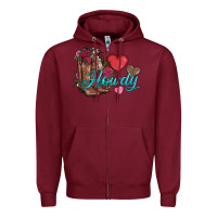 Burgundy valentines day howdy and boots Zipper Hoodie - AdoDesignShop