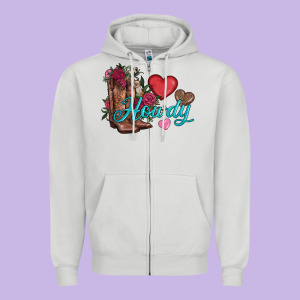 Valentines Day Howdy And Boots Zipper Hoodie Designed By Adodesignshop
