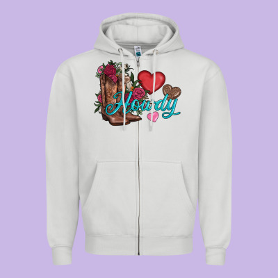 Valentines Day Howdy And Boots Zipper Hoodie Designed By Adodesignshop