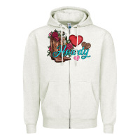 Oatmeal Heather valentines day howdy and boots Zipper Hoodie - AdoDesignShop