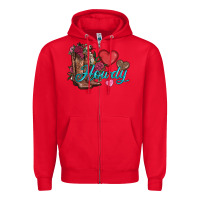 Red valentines day howdy and boots Zipper Hoodie - AdoDesignShop