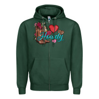 Sports Green valentines day howdy and boots Zipper Hoodie - AdoDesignShop