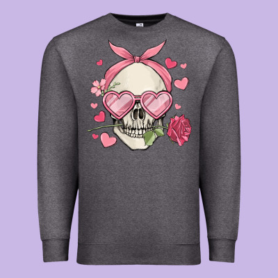 Valentine's Day Skull Premium Sweatshirt Designed By Maliassmallbusiness