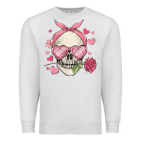 Oatmeal Heather valentine's day skull Premium Sweatshirt - MaliasSmallBusiness