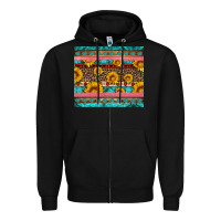 Black western sunflowers turquoise Zipper Hoodie - Artiststas