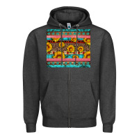 Charcoal Heather western sunflowers turquoise Zipper Hoodie - Artiststas