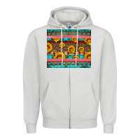 Dove Grey western sunflowers turquoise Zipper Hoodie - Artiststas