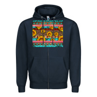 Navy western sunflowers turquoise Zipper Hoodie - Artiststas
