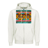 Oatmeal Heather western sunflowers turquoise Zipper Hoodie - Artiststas