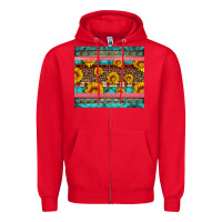 Red western sunflowers turquoise Zipper Hoodie - Artiststas