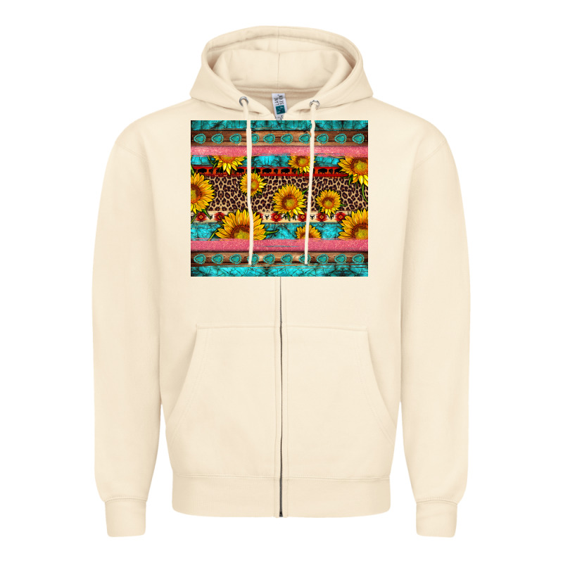 Western Sunflowers Turquoise Zipper Hoodie by Artiststas | Teevron