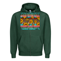 Sports Green western sunflowers turquoise Zipper Hoodie - Artiststas