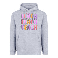 Heather Grey teach teach varsity Heavyweight Hoodie - MaliasSmallBusiness