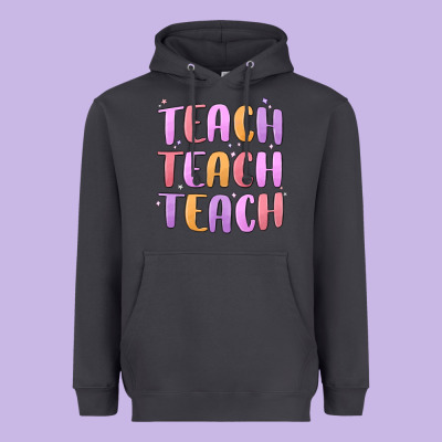 Teach Teach Varsity Heavyweight Hoodie Designed By Maliassmallbusiness