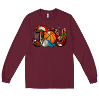 Burgundy joy with basketball and santa's hat Long Sleeve Tee - AdoDesignShop