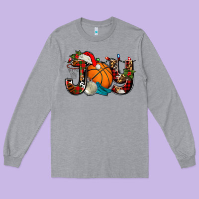 Joy With Basketball And Santa's Hat Long Sleeve Tee Designed By Adodesignshop