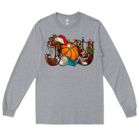 Heather Grey joy with basketball and santa's hat Long Sleeve Tee - AdoDesignShop