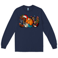 Navy joy with basketball and santa's hat Long Sleeve Tee - AdoDesignShop