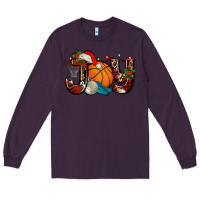 Plum joy with basketball and santa's hat Long Sleeve Tee - AdoDesignShop