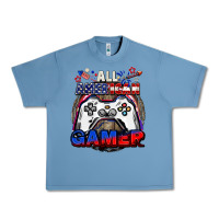 Pebble Blue All American gamer 4th of july Urban Heavy Tee - CowGirlArtShop