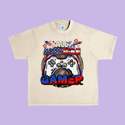 All American Gamer 4th Of July Urban Heavy Tee Designed By Cowgirlartshop