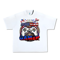 White All American gamer 4th of july Urban Heavy Tee - CowGirlArtShop