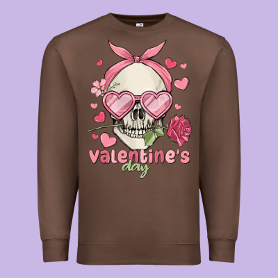 Valentine's Day Skull Premium Sweatshirt Designed By Maliassmallbusiness