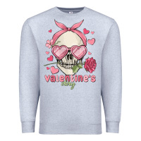 Heather Grey valentine's day skull Premium Sweatshirt - MaliasSmallBusiness