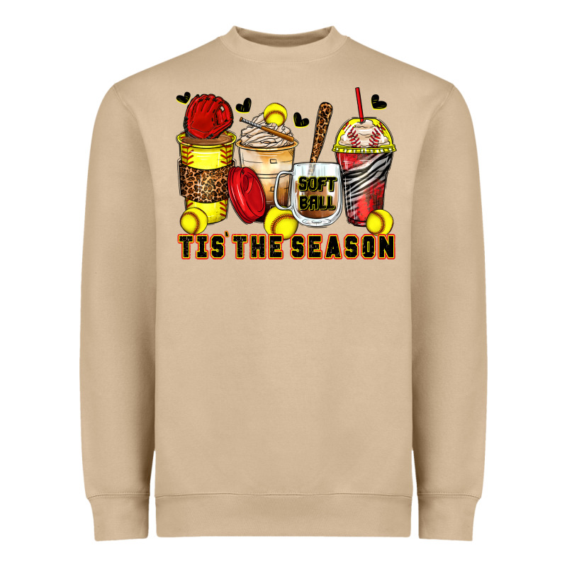 Tis' The Season Softball Coffee Cups Heavyweight Sweatshirt by Zillion Design Studio | Teevron