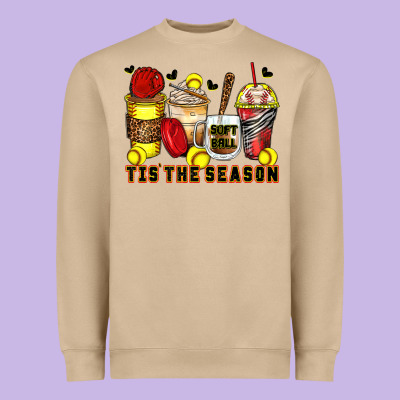 Tis' The Season Softball Coffee Cups Heavyweight Sweatshirt Designed By Zillion Design Studio