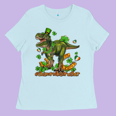 Shamrockscrusher T Rex And Horseshoe Ladies Tee Designed By Adodesignshop