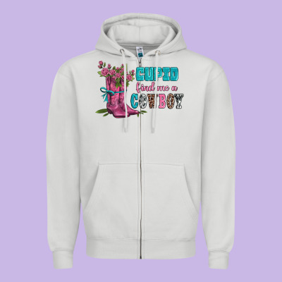 Velantines Day Cupid Find Me A Cowboy Zipper Hoodie Designed By Adodesignshop