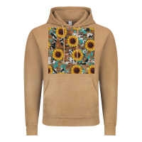 Vintage Camel western sunflowers turquoise cowhide seamless background Vintage Hoodie - RanaPortraitStore