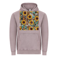 Vintage Zinc western sunflowers turquoise cowhide seamless background Vintage Hoodie - RanaPortraitStore