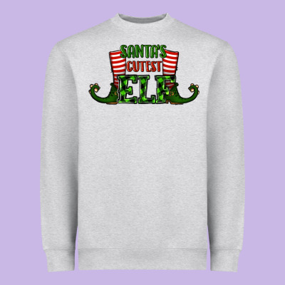 Santa's Cutest Elf Christmas Heavyweight Sweatshirt Designed By Ranaportraitstore