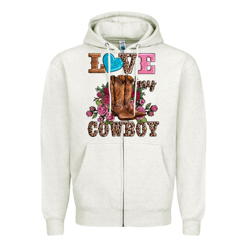 Valentines Day Love My Cowboy Zipper Hoodie by AdoDesignShop | Teevron