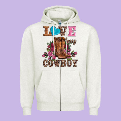 Valentines Day Love My Cowboy Zipper Hoodie Designed By Adodesignshop